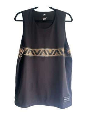 RVCA Black Tank with Metallic Gold Geometric Band Hawaii edition NWT
